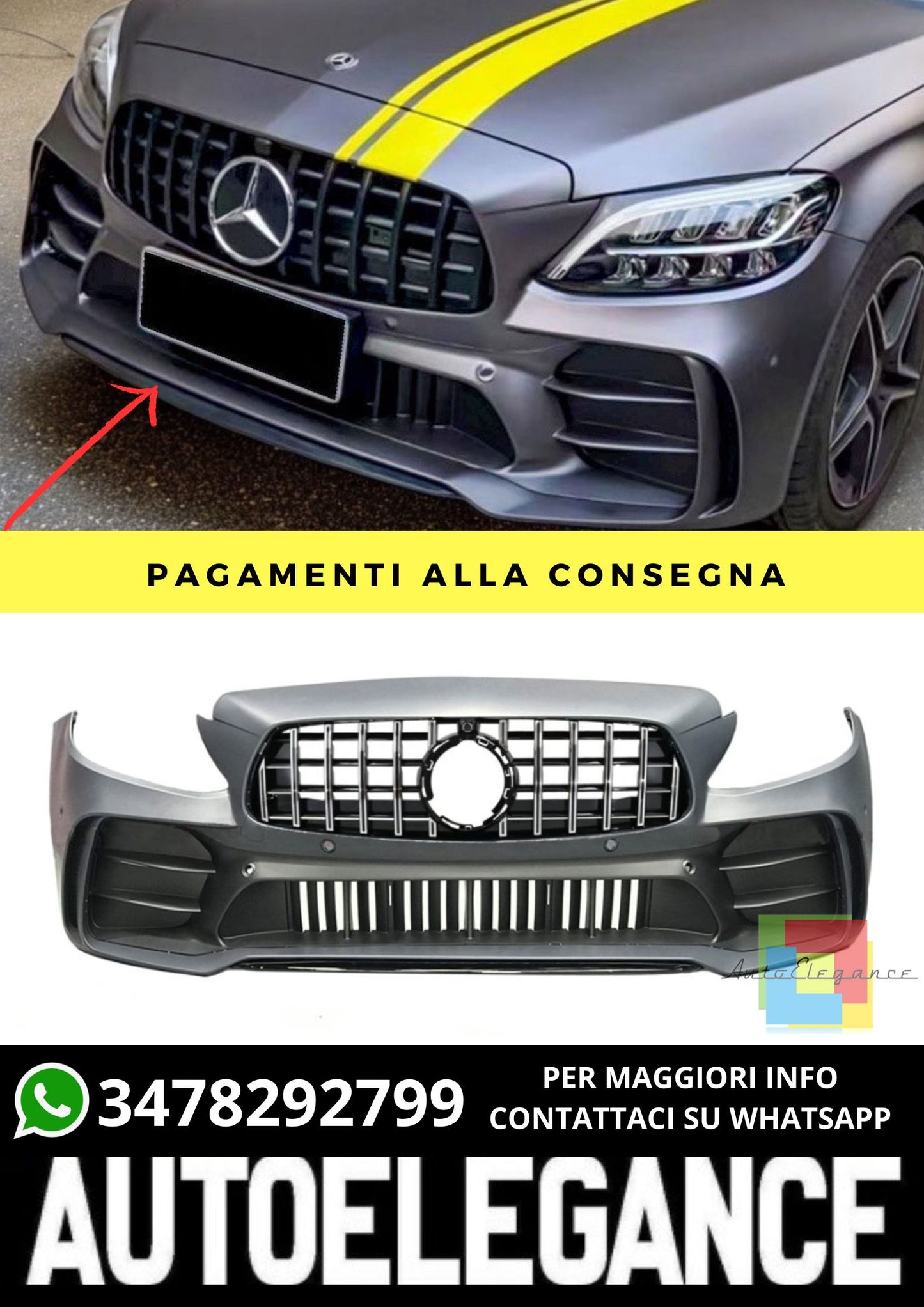Bumper suitable for Mercedes C-Class (W205) 2013-2018