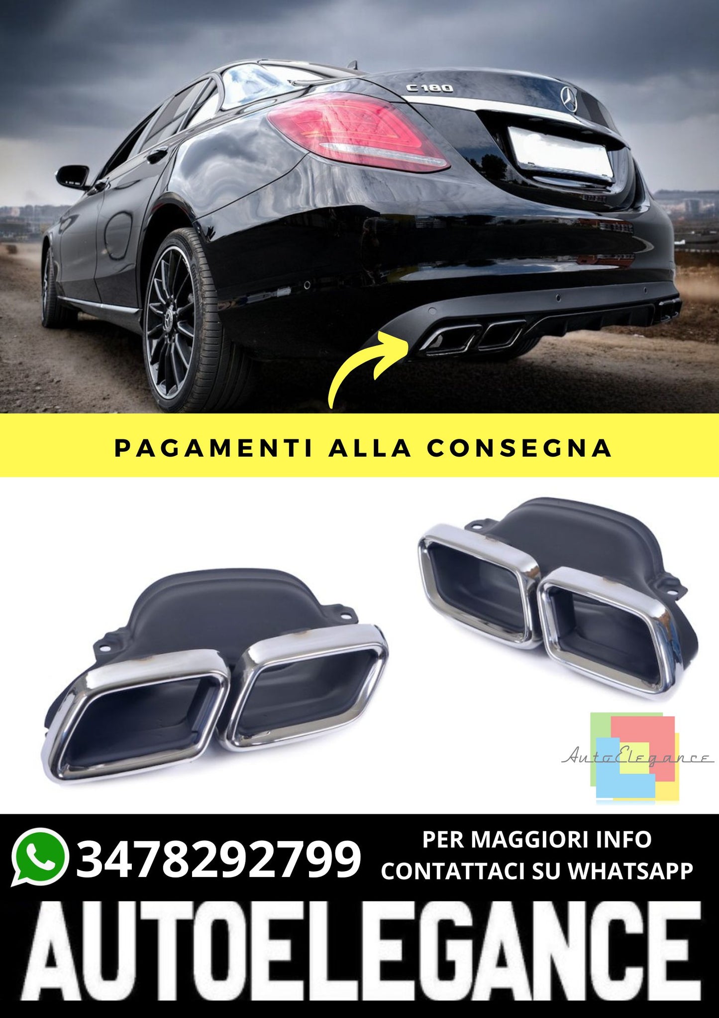 Terminali di Scarico adatto per Mercedes W205 W213 W166, C292, X253, C253