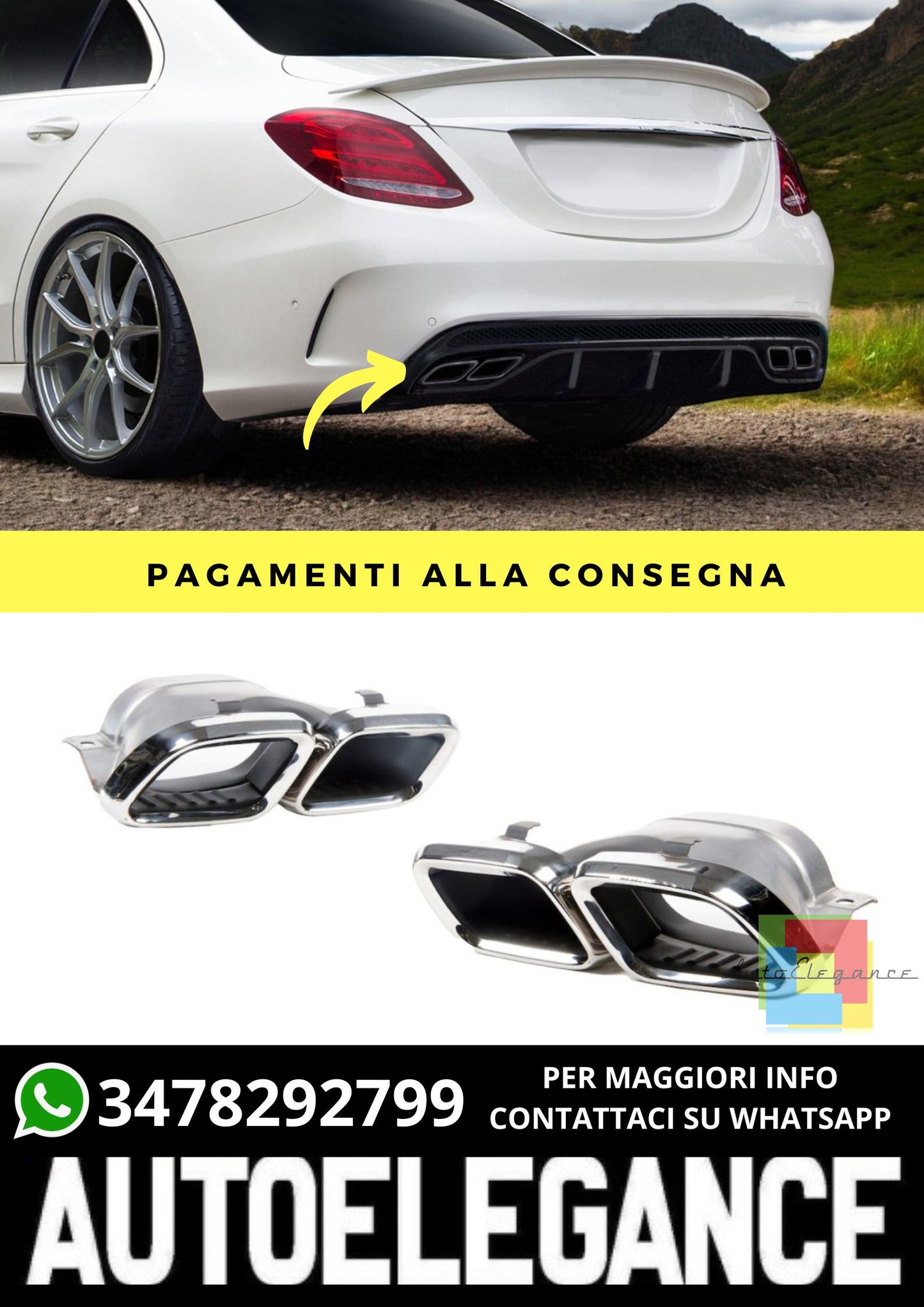 Terminali di Scarico adatto per Mercedes C-Class W205 GLC X253, C253