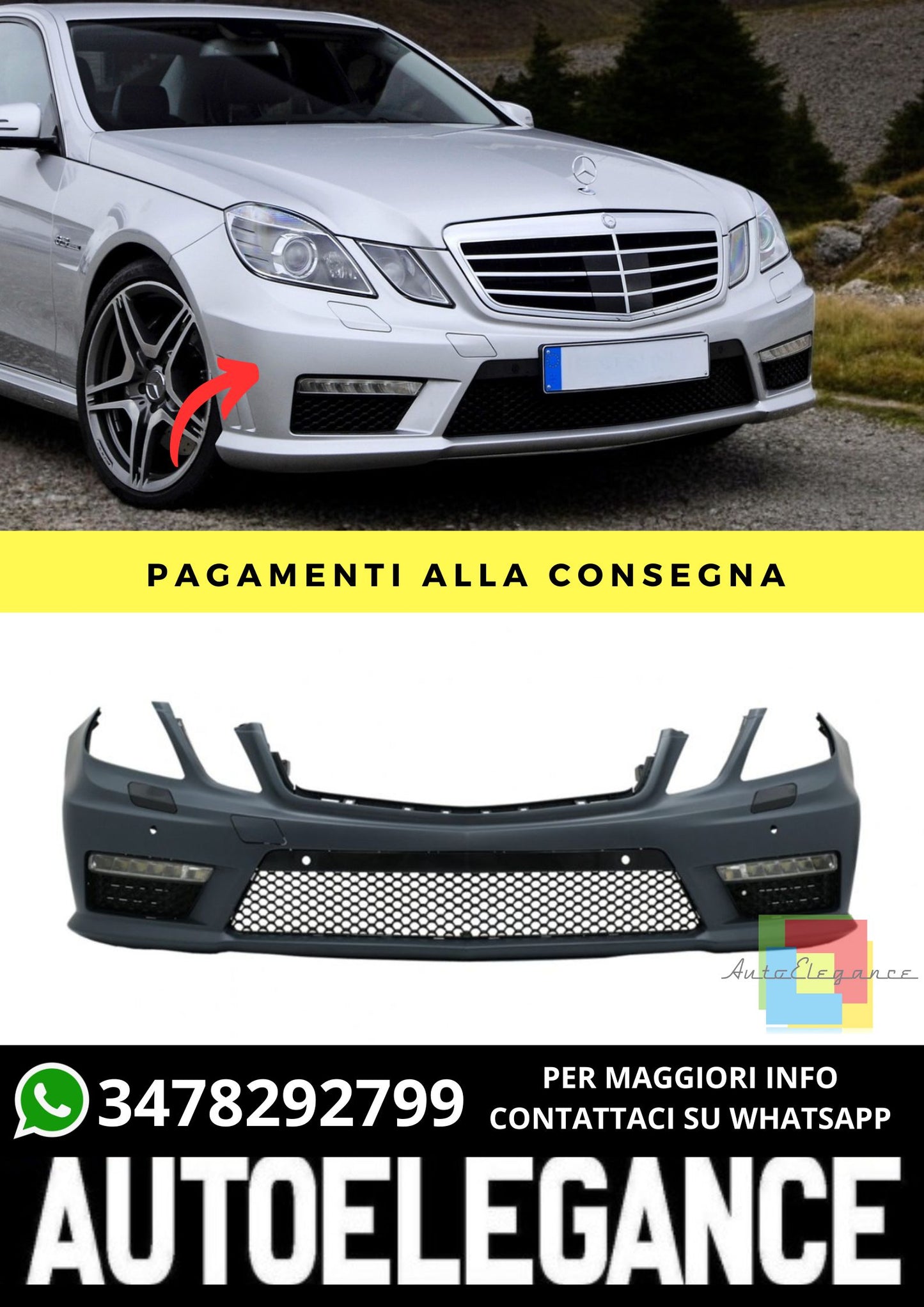 Paraurti Anteriore adatto per Mercedes E-Class (W212) Sedan Estate (2009-2013)