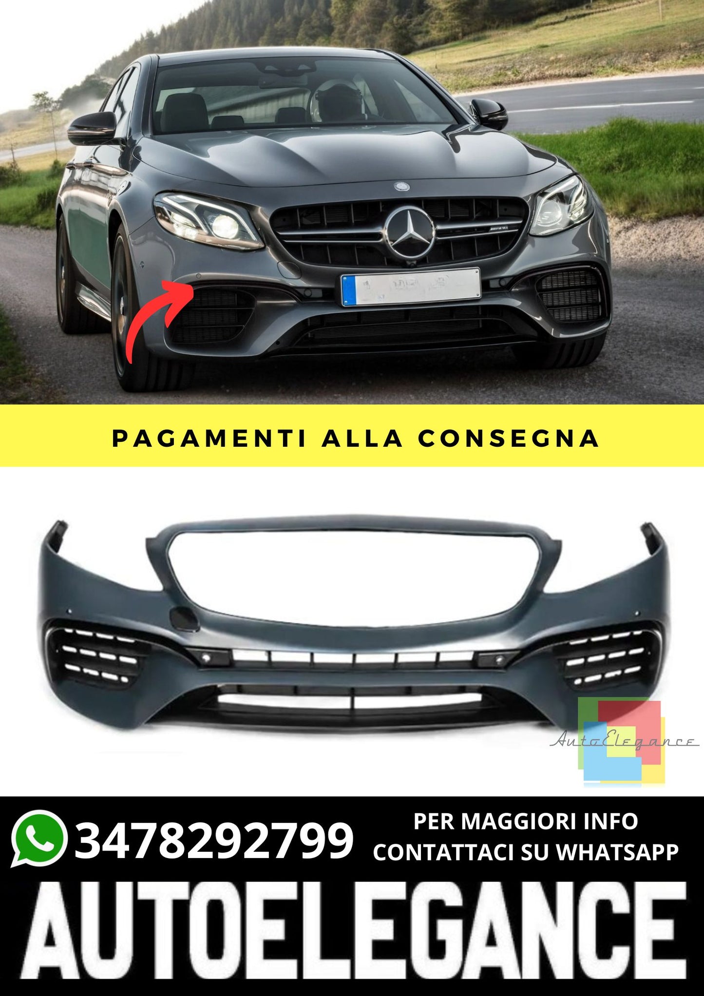 Paraurti Anteriore adatto per Mercedes E-Class W213 C238 2016-2020