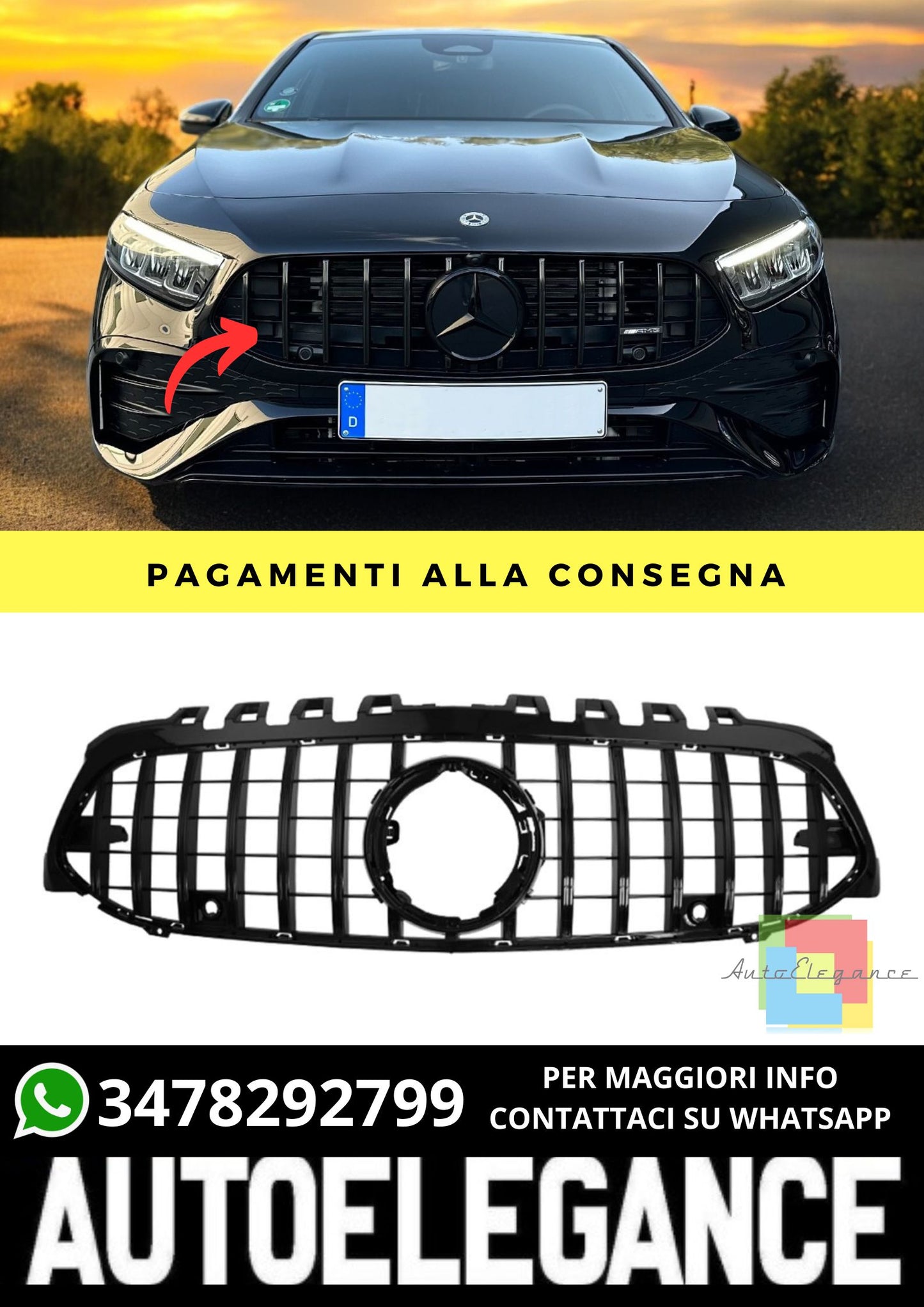 Griglia adatto per Mercedes A-Class W177 Hatchback Sedan 2018+