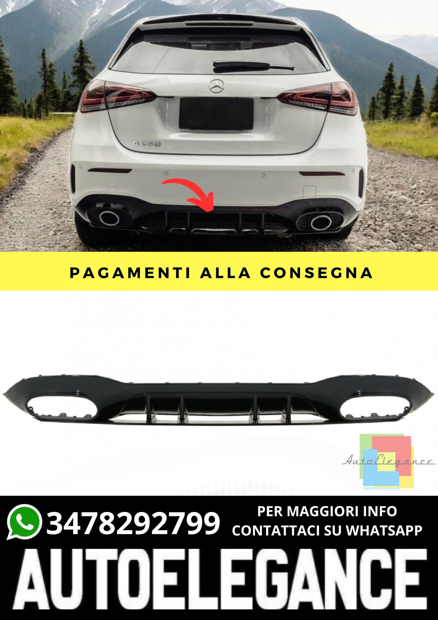 Diffusore adatto per Mercedes A-Class W177 Hatchback Sedan 2018+