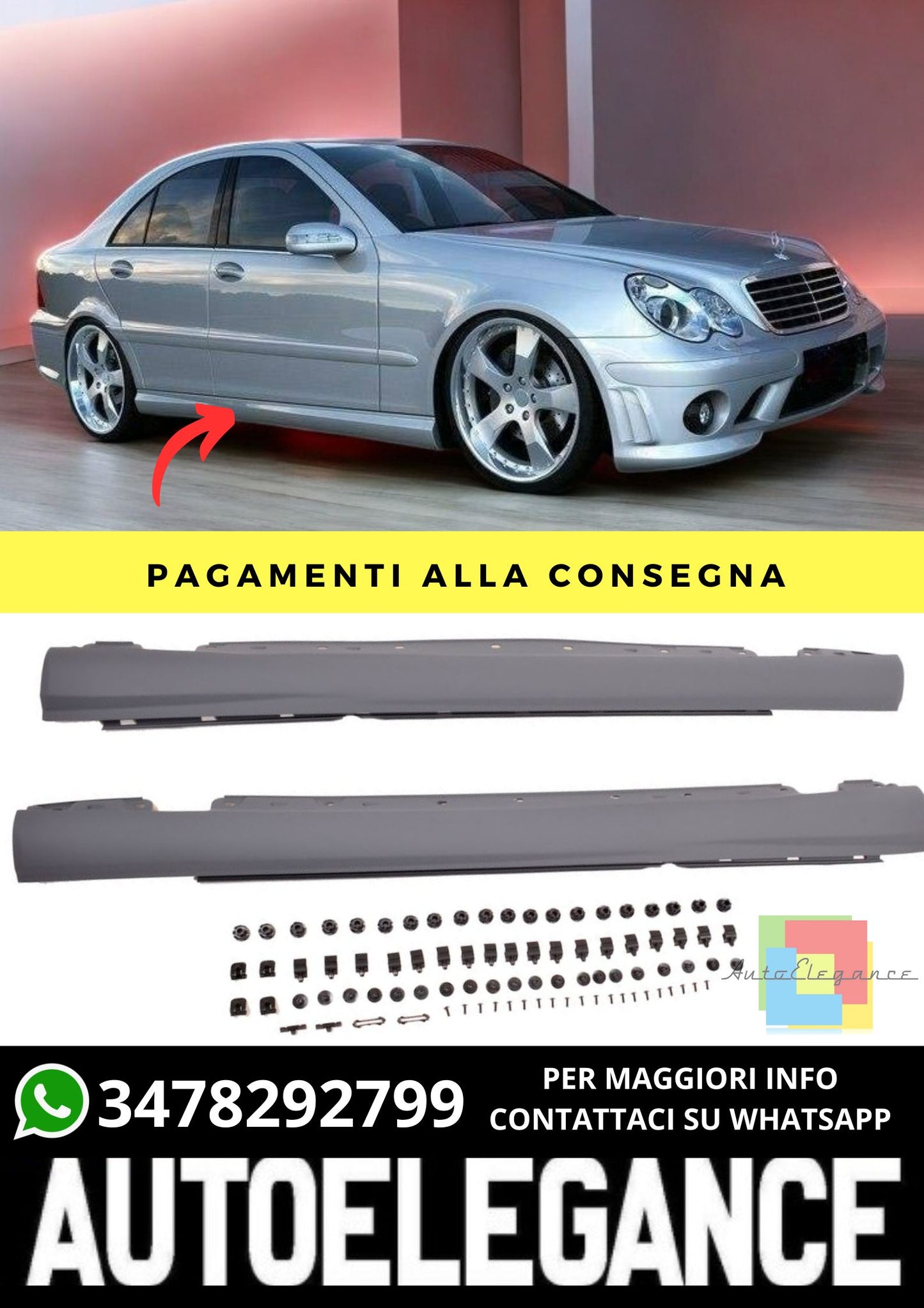 Sottominigone adatto per Mercedes C-Class W203 Sedan Estate 2000-2007
