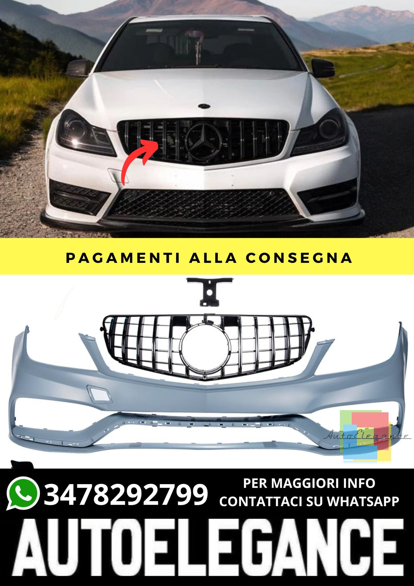 Paraurti Anteriore adatto per Mercedes C-Class W204 2007-2015