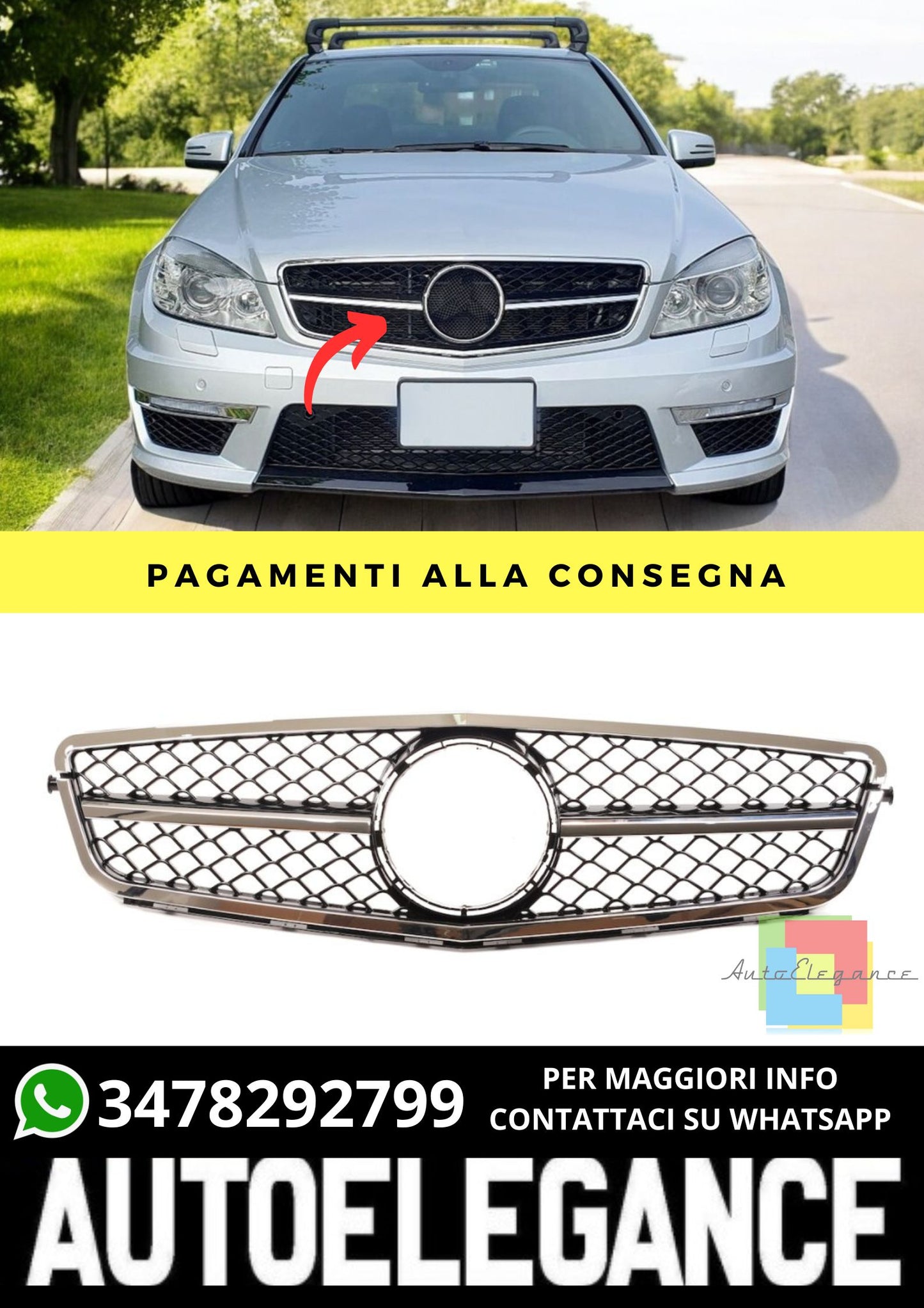Griglia adatto per Mercedes C-Class W204 2007-2015
