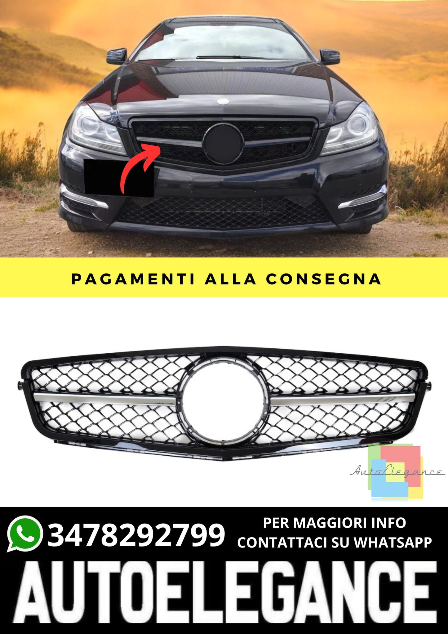 Griglia adatto per Mercedes C-Class W204 2007-2015