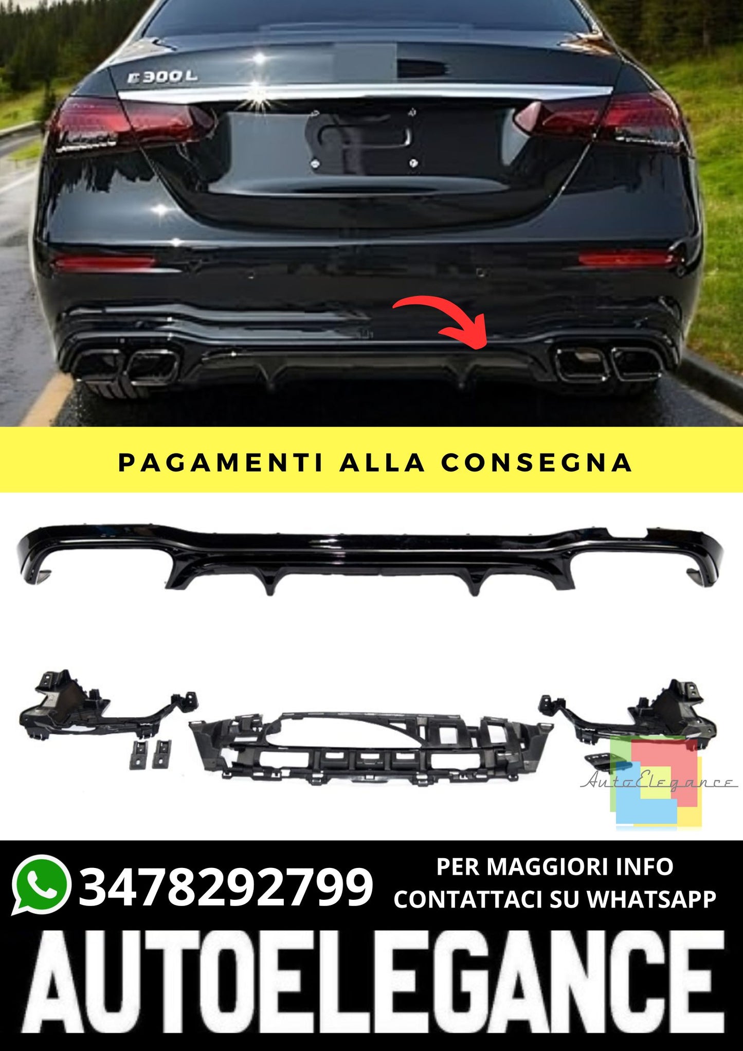 Diffuser suitable for Mercedes E-Class (W213) Sedan Estate (2016-2023)
