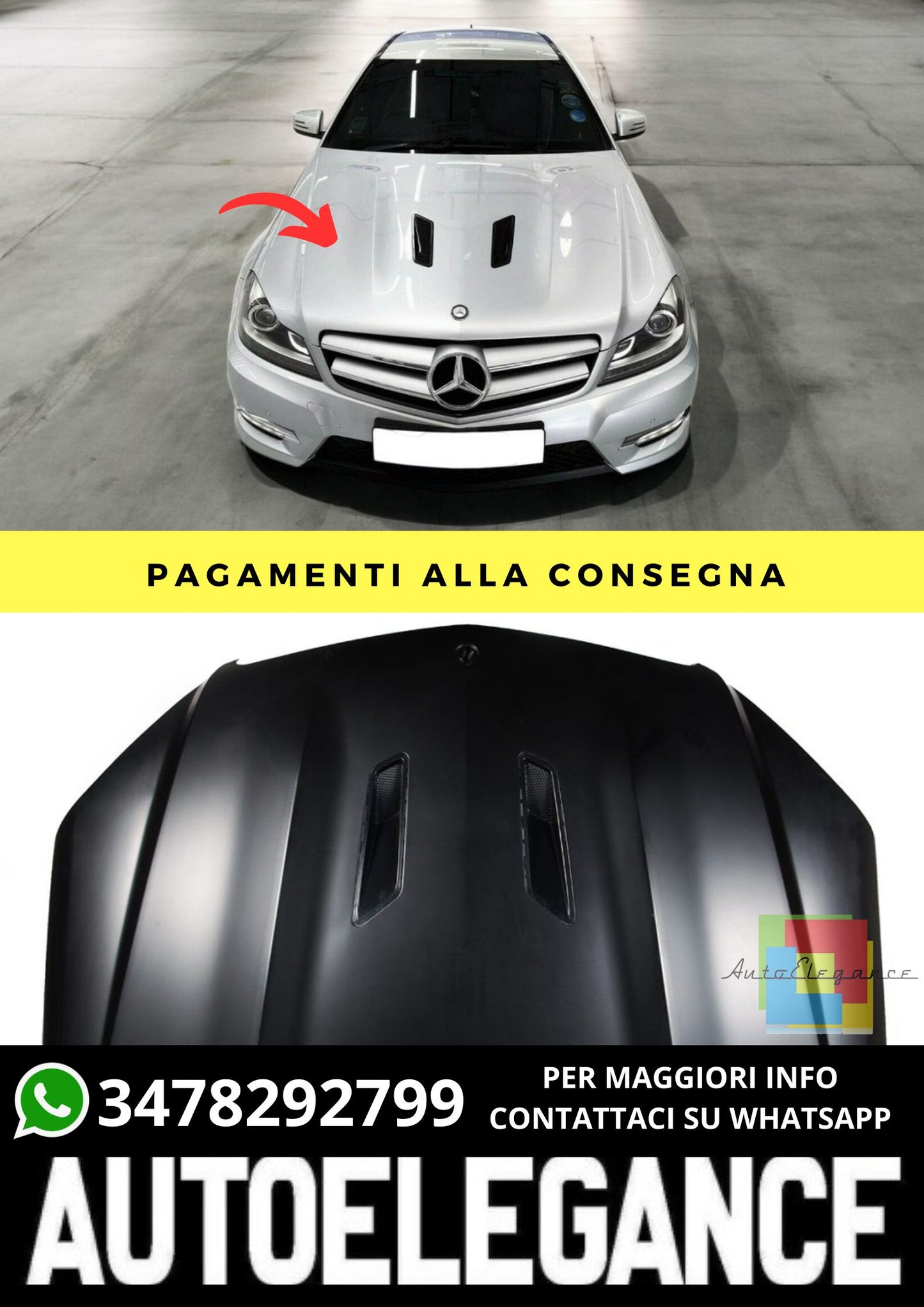 Cofano adatto per Mercedes C-Class W204 2007-2015