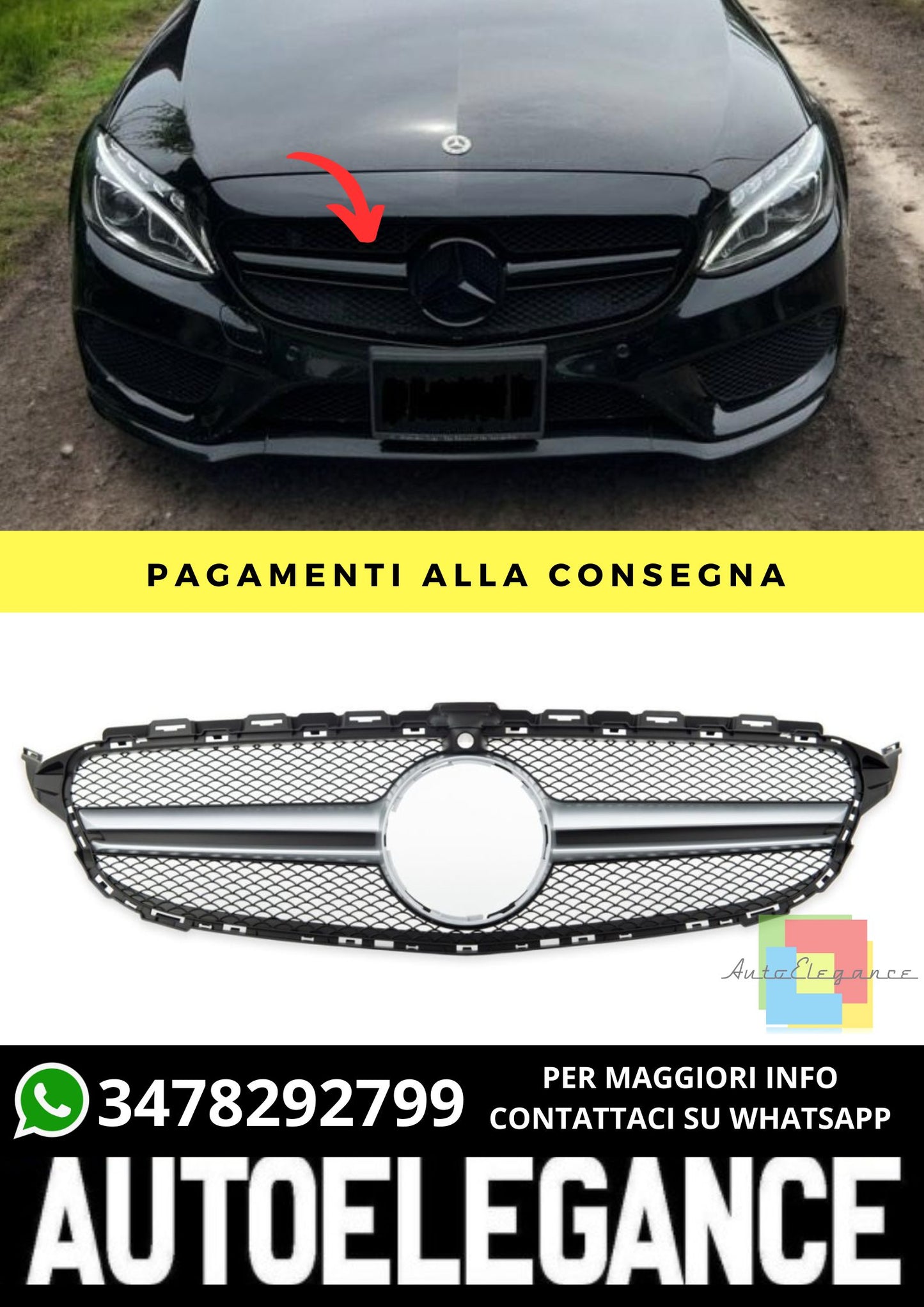 Griglia adatto per Mercedes C-Class W205 2013-2018 Camera