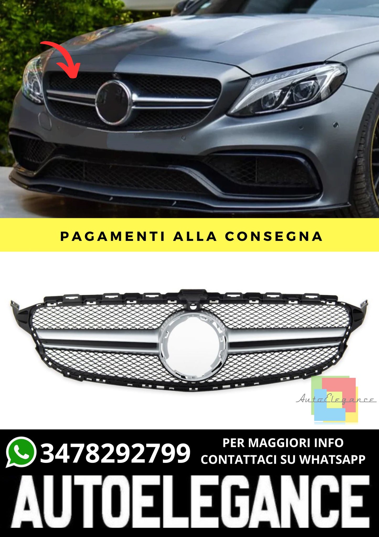 Griglia adatto per Mercedes C-Class W205 2018-2021 Camera