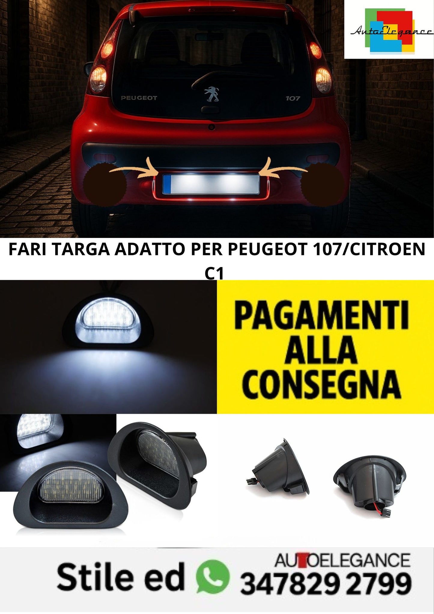 🤩FARI TARGA ADATTO PER PEUGEOT 107/CITROEN C1 🤩
