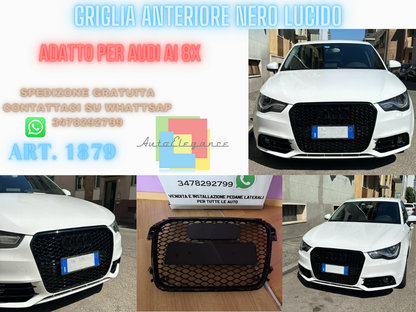 GRIGLIA ADATTA PER AUDI A1 8X 2010-2014 LOOK RS1 NERO LUCIDO