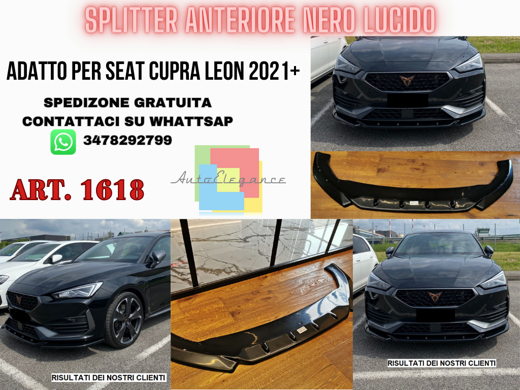 SPLITTER ADATTO PER SEAT CUPRA LEON 2020+ LOOK SPORTIVA NERO LUCIDO