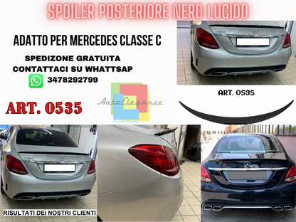 BOOT SPOILER SUITABLE FOR MERCEDES C CLASS SEDAN W205 GLOSSY BLACK LOOK 