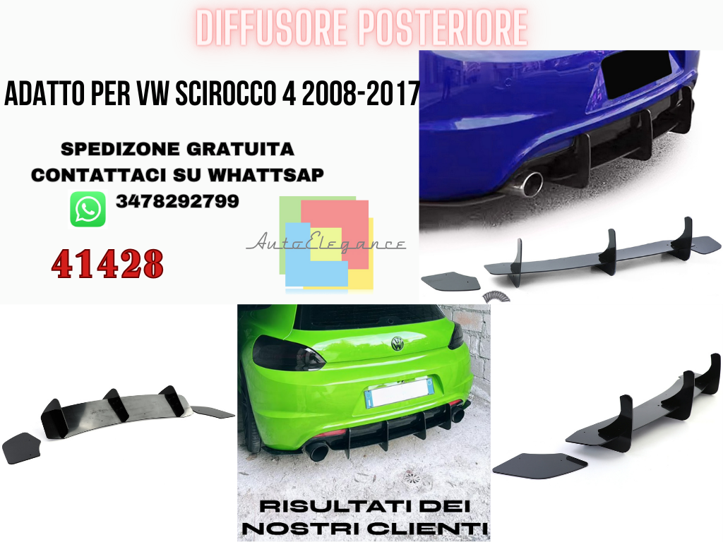 ✨Splitter Diffusore Posteriore Attacco Posteriore Performance per ✨VW Scirocco 4 2008-2017✨