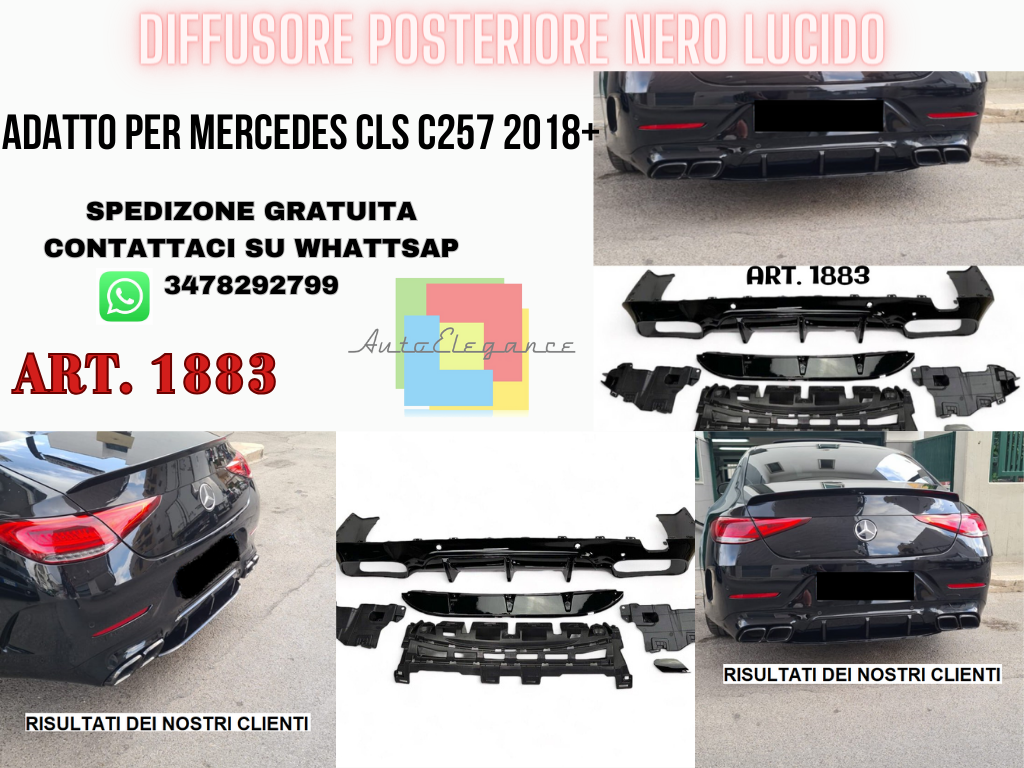 DIFFUSER SUITABLE FOR MERCEDES CLS C257 2018+ AMG LOOK CLS63s GLOSSY BLACK