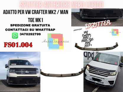 🔝Splitter Anteriore 💫VOLKSWAGEN Crafter MK2 / MAN TGE MK1 Prefacelift 2017+🔝