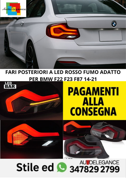 ⭐FARI POSTERIORI A LED ROSSO FUMO ADATTO PER BMW F22 F23 F87 14-21⭐