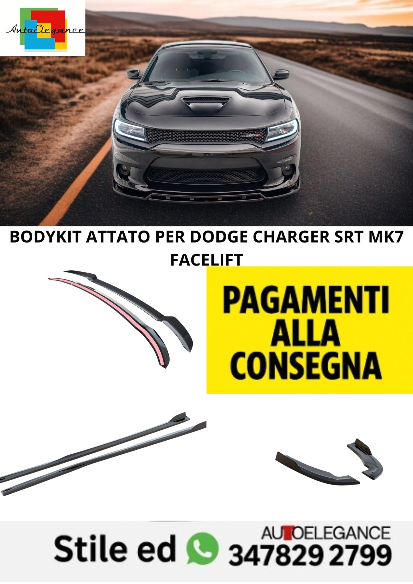 😍Bodykit V.1 Adatto Per Dodge Charger SRT Mk7 Facelift😍
