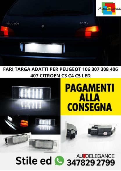 🤩FARI TARGA ADATTI PER PEUGEOT 106 307 308 406 407 CITROEN C3 C4 C5 LED🤩