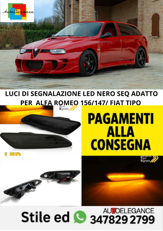 ⭐LUCI DI SEGNALAZIONE LED NERO SEQ ADATTO PER  ALFA ROMEO 156/147/ FIAT TIPO ⭐
