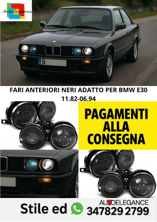 😎FARI ANTERIORI NERI ADATTO PER BMW E30 11.82-06.94😎