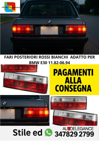 😎FARI POSTERIORI ROSSI BIANCHI  ADATTO PER BMW E30 11.82-06.94😎