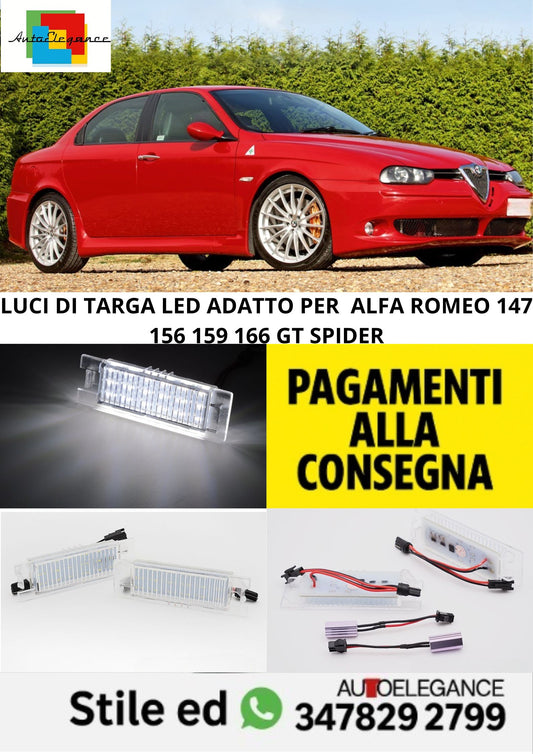⭐LUCI DI TARGA LED ADATTO PER  ALFA ROMEO 147 156 159 166 GT SPIDER⭐