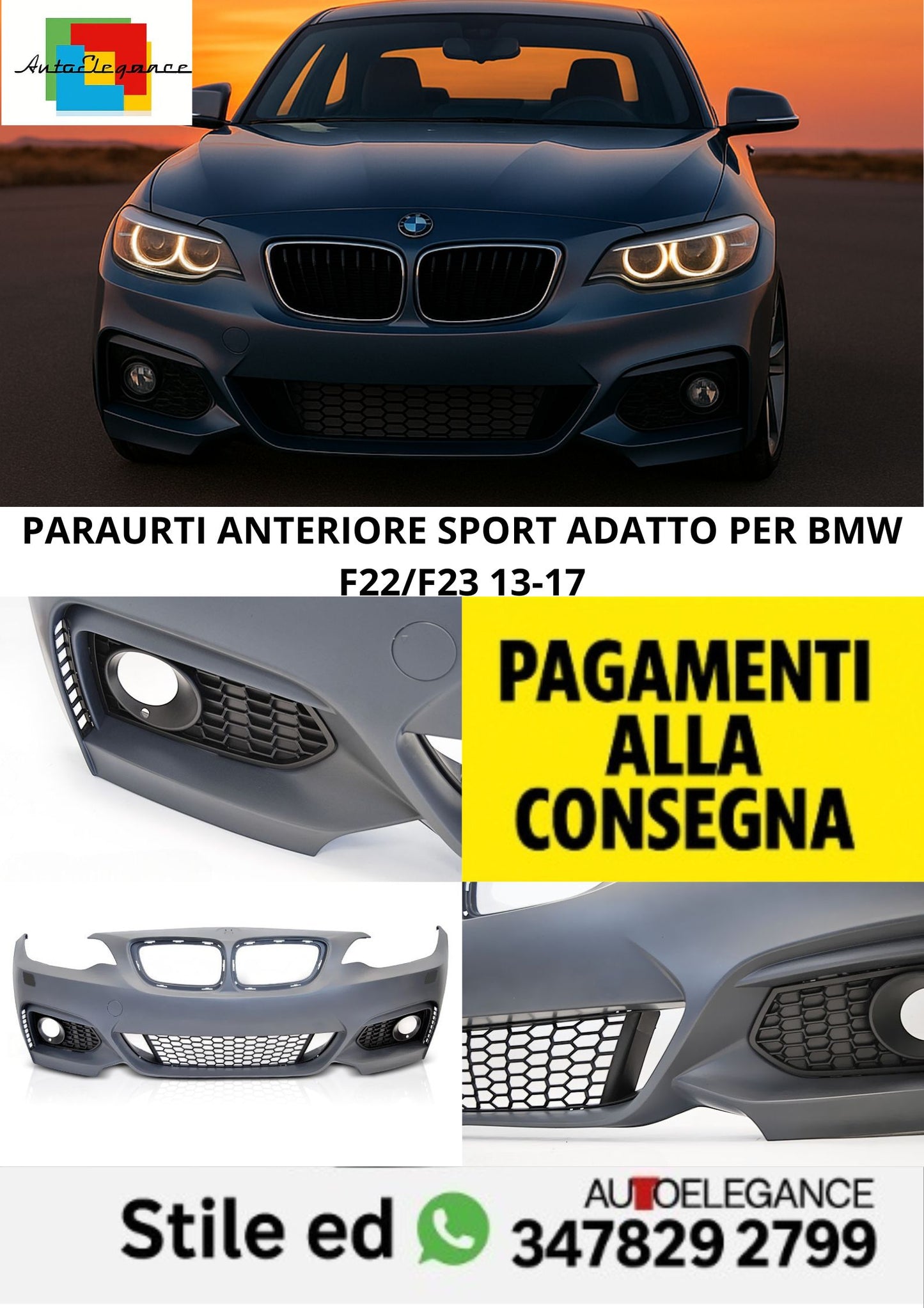 ⭐PARAURTI ANTERIORE SPORT ADATTO PER BMW F22/F23 13-17⭐
