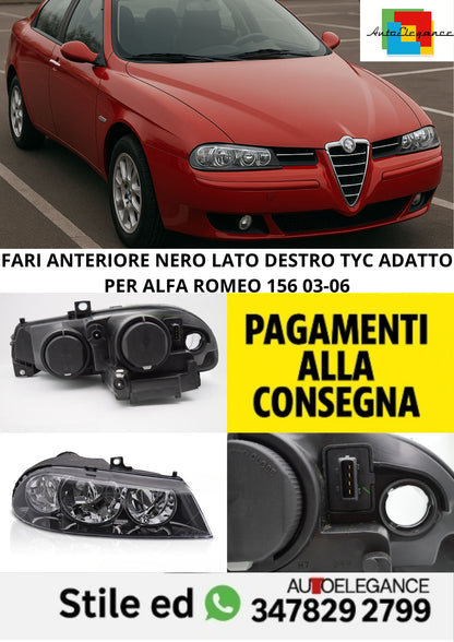 🤩FARI ANTERIORE NERO LATO DESTRO TYC ADATTO PER ALFA ROMEO 156 03-06🤩