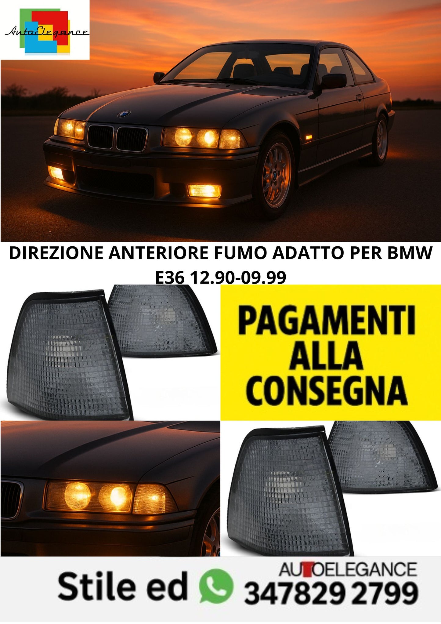 😎DIREZIONE ANTERIORE FUMO ADATTO PER BMW E36 12.90-09.99😎