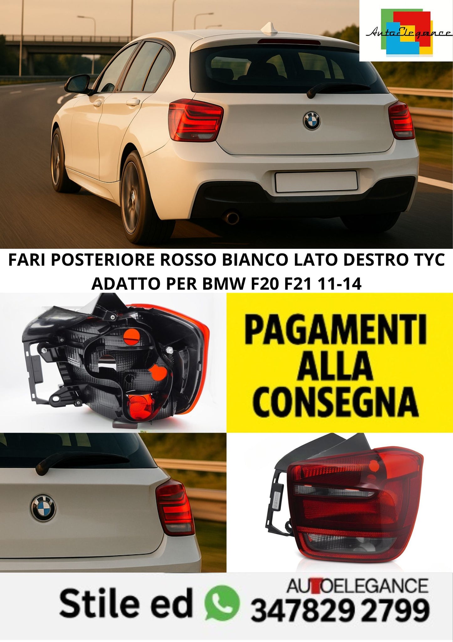 🤩FARI POSTERIORE ROSSO BIANCO LATO DESTRO TYC ADATTO PER BMW F20 F21 11-14🤩