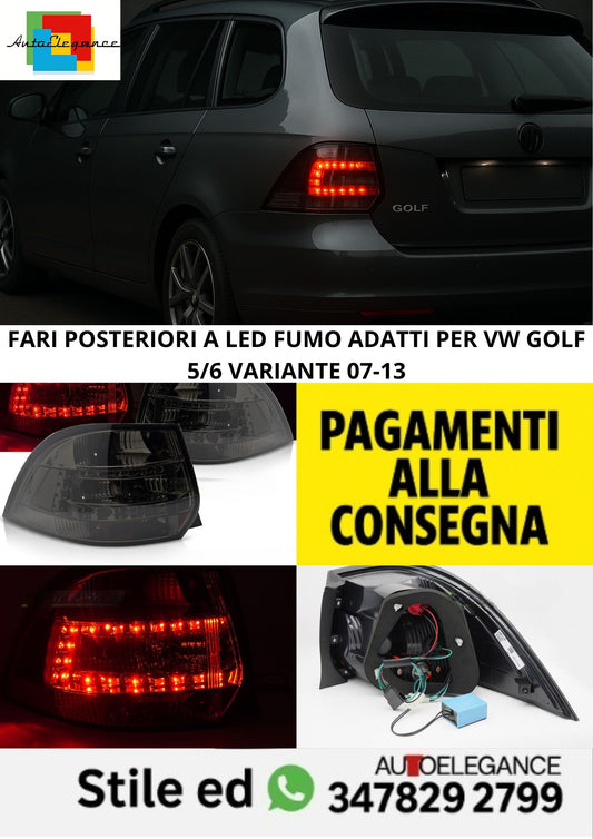 🤩FARI POSTERIORI A LED FUMO ADATTI PER VW GOLF 5/6 VARIANTE 07-13🤩