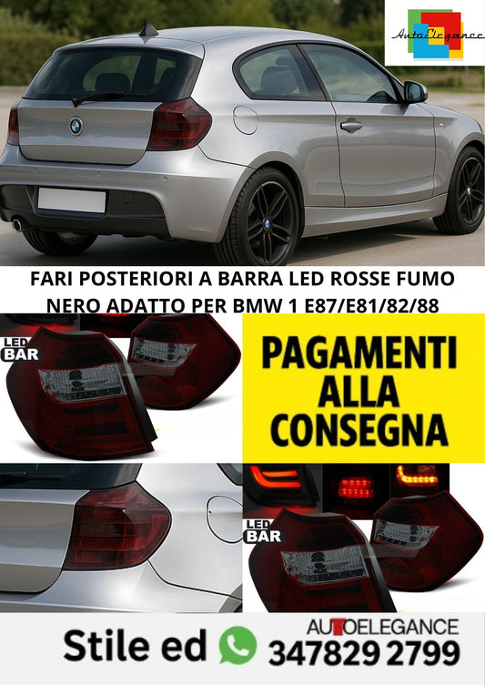 🤩FARI POSTERIORI A BARRA LED ROSSE FUMO NERO ADATTO PER BMW 1 E87/E81/82/88🤩