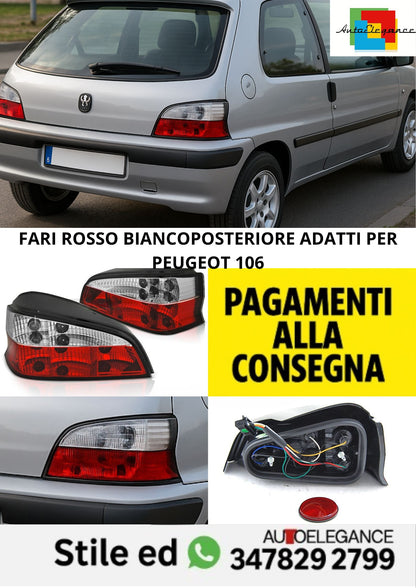 🤩FARI ROSSO BIANCO POSTERIORE ADATTI PER PEUGEOT 106🤩
