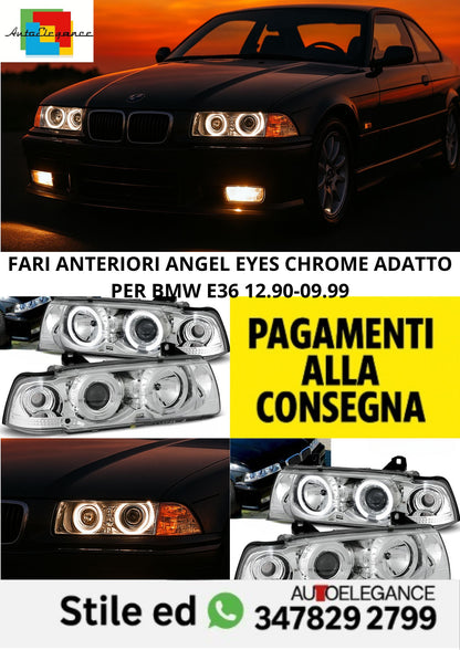 😎FARI ANTERIORI ANGEL EYES CHROME ADATTO PER BMW E36 12.90-09.99😎