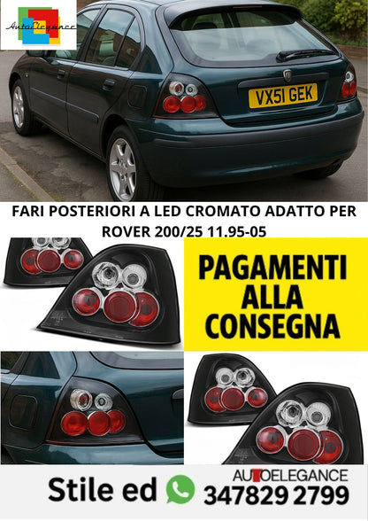 ⭐FARI POSTERIORI A LED NERO ADATTO PER ROVER 200/25 11.95-05⭐