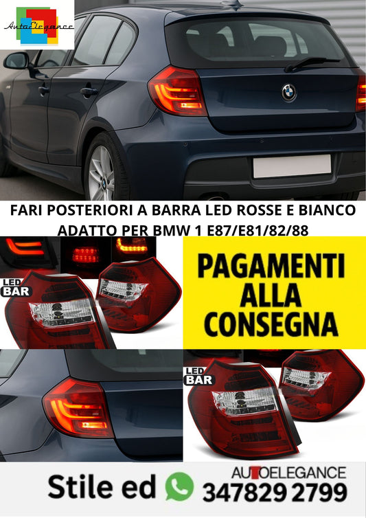 🤩FARI POSTERIORI A BARRA LED ROSSE E BIANCO ADATTO PER BMW 1 E87/E81/82/88🤩