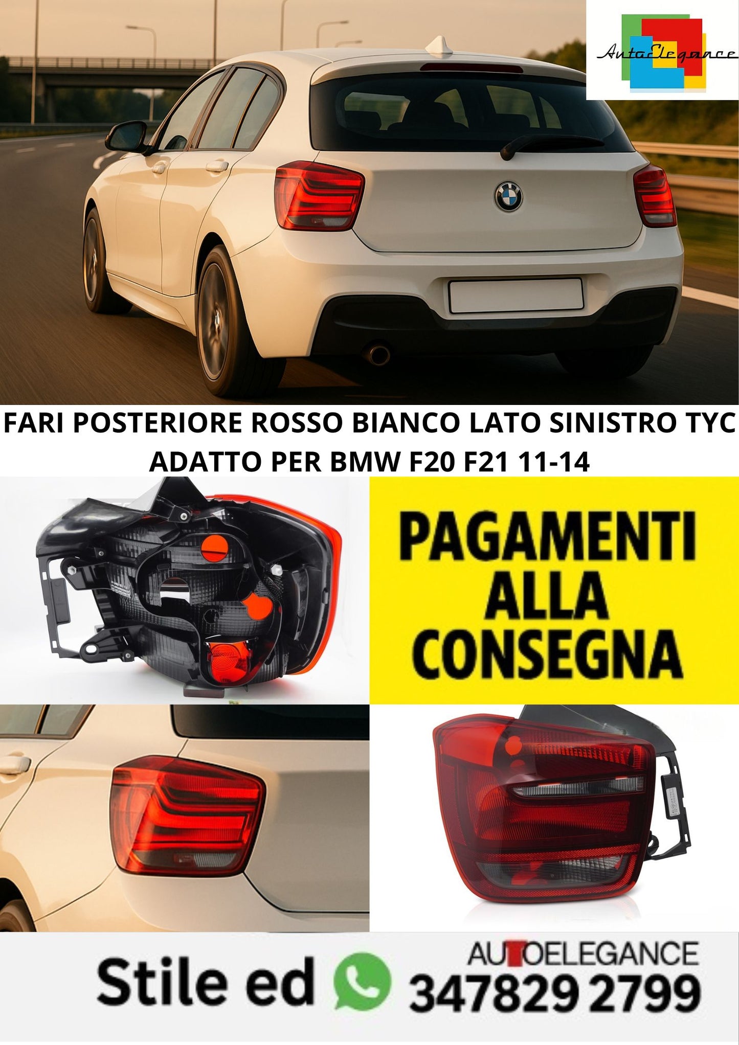 🤩FARI POSTERIORE ROSSO BIANCO LATO SINISTRO TYC ADATTO PER BMW F20 F21 11-14🤩
