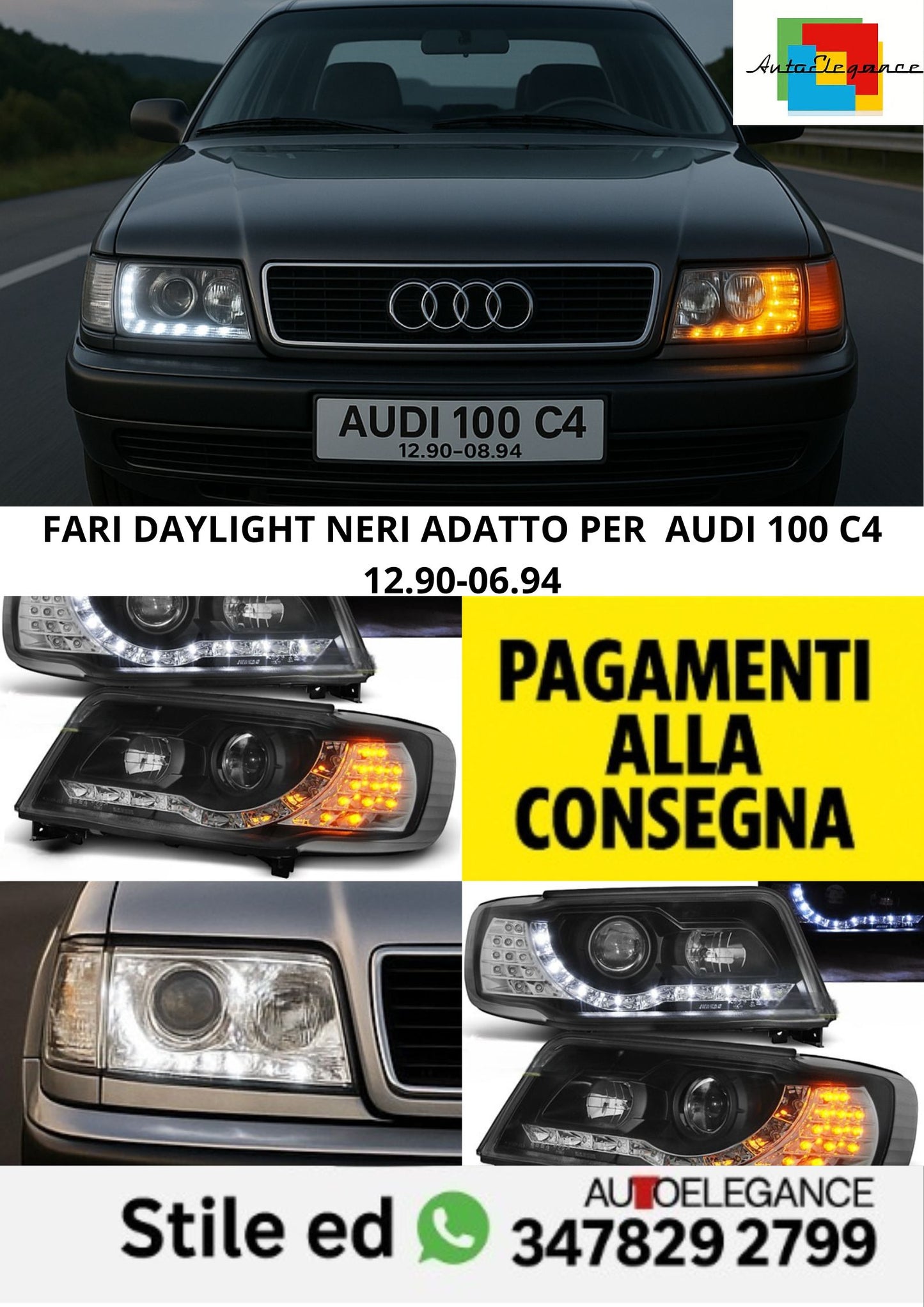 🤩FARI DAYLIGHT NERI ADATTO PER  AUDI 100 C4 12.90-06.94🤩