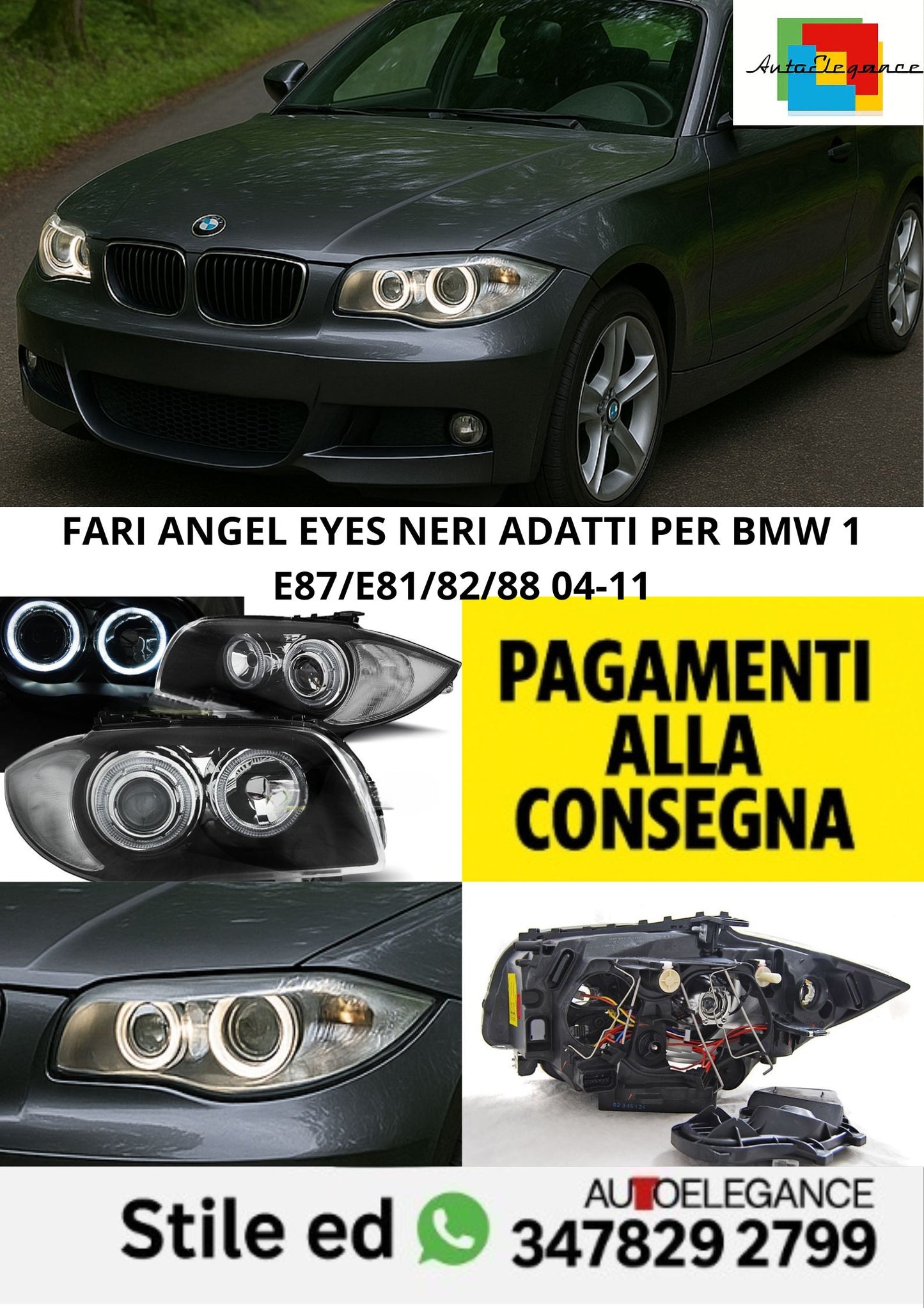 🤩FARI ANGEL EYES BLACK ADATTI PER BMW 1 E87/E81/82/88 04-11🤩