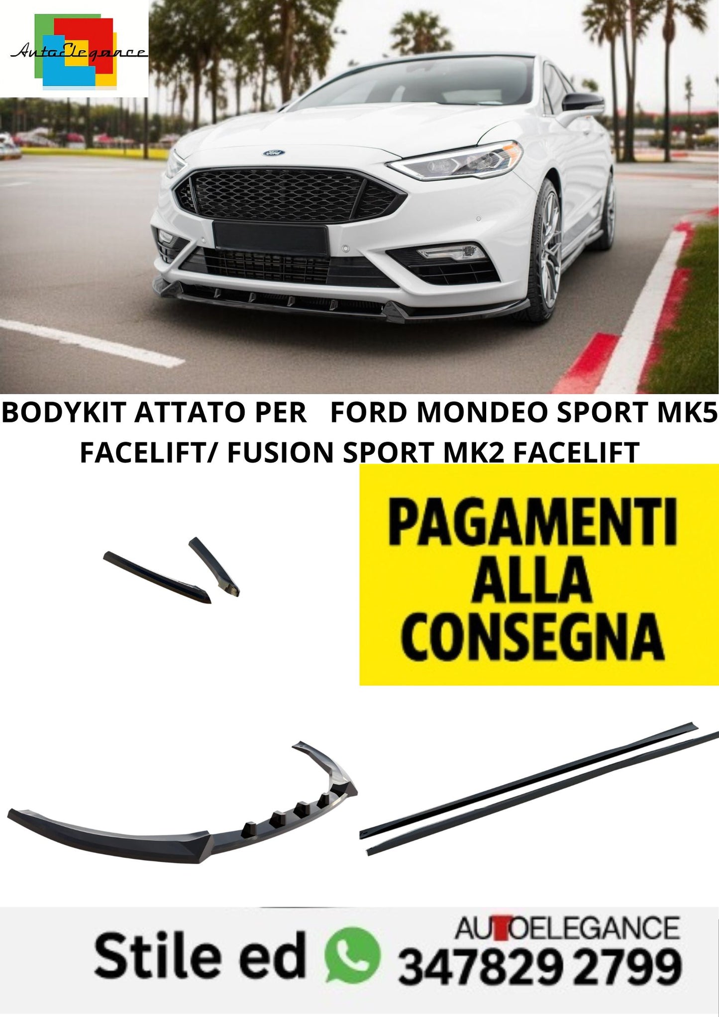😍Bodykit Adatto Per  Ford Mondeo Sport Mk5 Facelift / Fusion Sport Mk2 Faceli😍