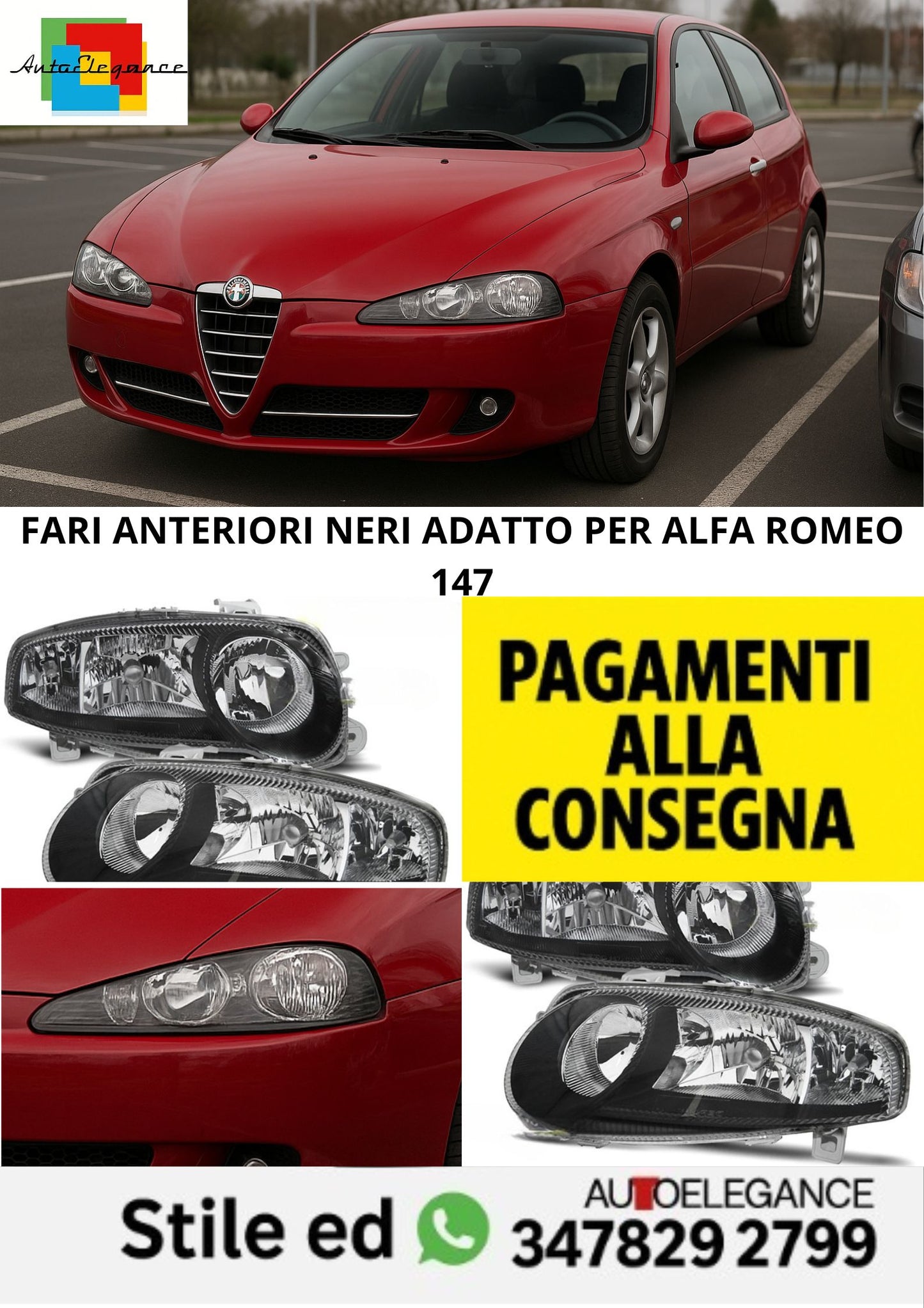 🤩FARI ANTERIORI NERI ADATTO PER ALFA ROMEO 147🤩