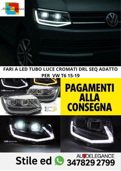🤩FARI A LED TUBO LUCE CROMATI DRL SEQ ADATTO PER  VW T6 15-19🤩