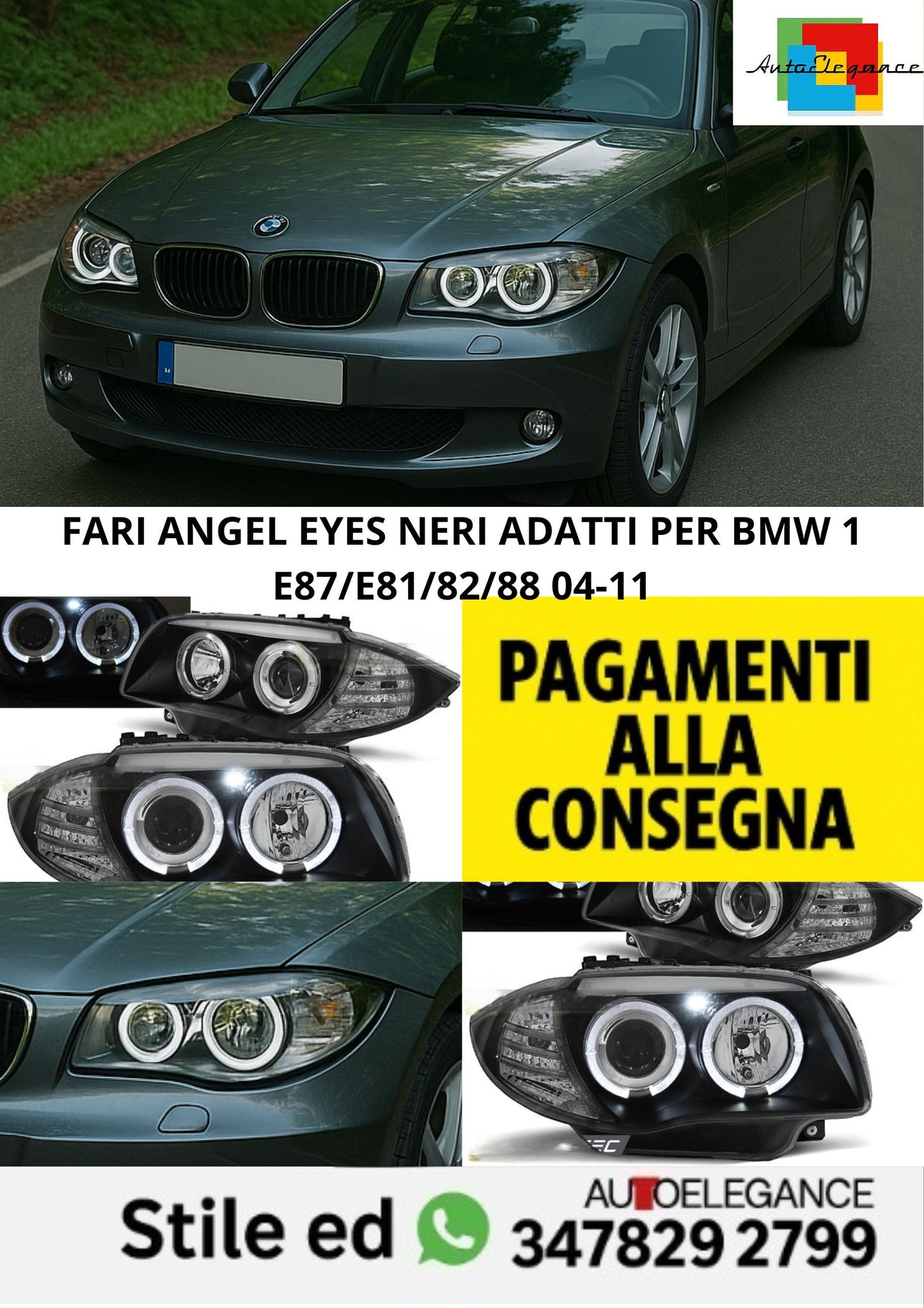 🤩FARI ANGEL EYES NERI ADATTI PER BMW 1 E87/E81/82/88 04-11🤩