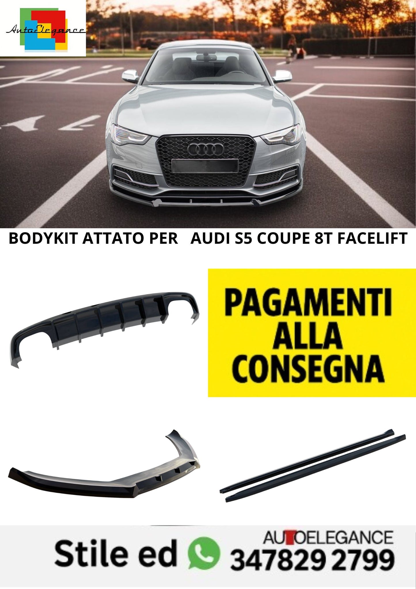⭐Bodykit V.2 Adatto Per  Audi S5 Coupe 8T Facelift⭐