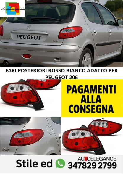😎FARI POSTERIORI ROSSO BIANCO ADATTO PER PEUGEOT 206😎