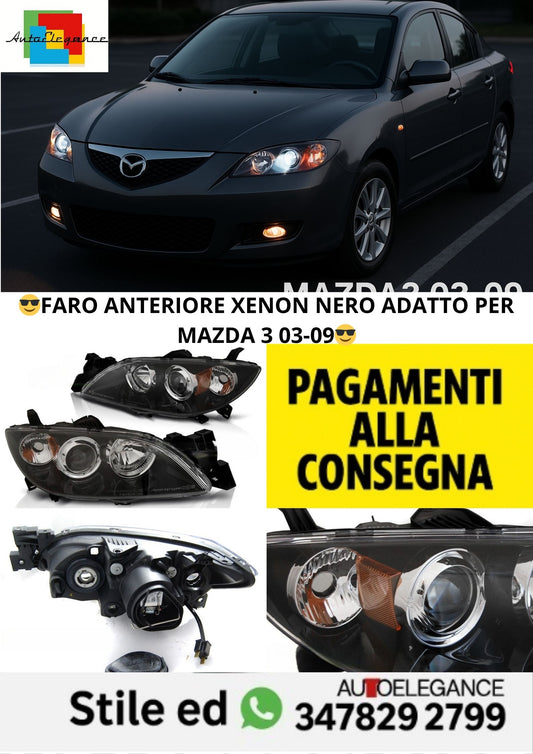 😎FARO ANTERIORE XENON NERO ADATTO PER MAZDA 3 03-09😎