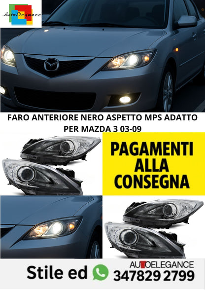😎FARO ANTERIORE NERO ASPETTO MPS ADATTO PER MAZDA 3 03-09😎
